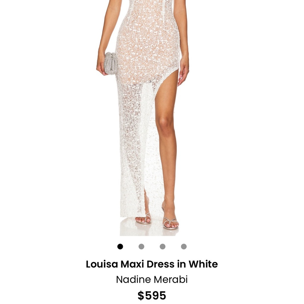 NADINE MERABI Louisa Sheer White Maxi Dress